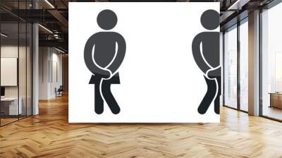 Gender restroom sign. Toilet line icon, linear style vector pictogram. WC gender symbol. Wall mural