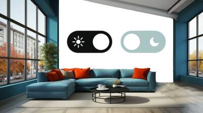 On Off toggle switch buttons. day night switch toggle - dark mode, light mode switch button - sun and moon icons Wall mural