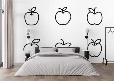 Simple line set of apple icons. Wall mural