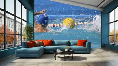 competition water polo two players contenting pool Wall mural