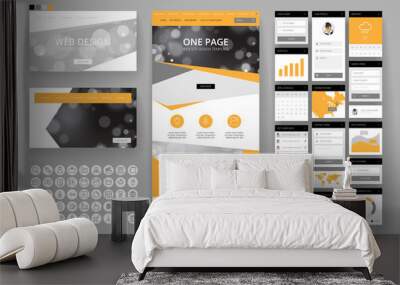 Website design template and interface elements Wall mural