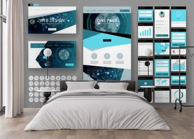 Website design template and interface elements Wall mural