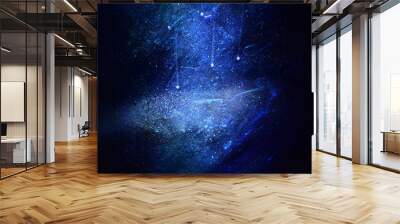 Galaxy background, sprinkle white dust on dark blue background. Wall mural