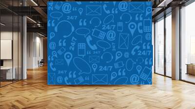 Contact Us Background Pattern Blue Wall mural