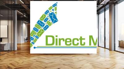 Direct Mail Green Blue Envelopes Tick Mark Lines Text  Wall mural