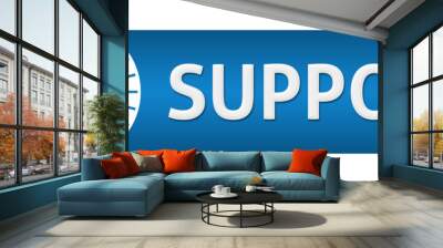 support with clock blue horizontal Wall mural