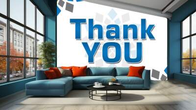 thank you blue grey element square Wall mural