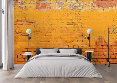 A background of an orange brick wall with copy space image. Wall mural