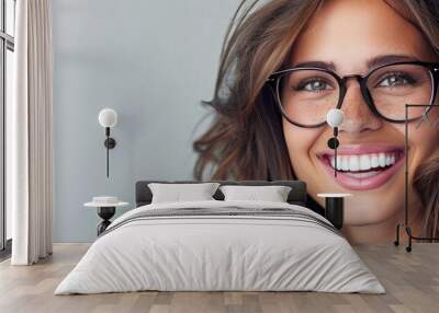 A lovely lady with stylish prescription glasses grinning for a copy space image Wall mural