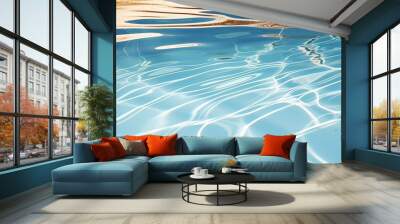 A serene photo of a pool reflecting sunlight featuring rippling details and ample copy space image for text or design elements Wall mural