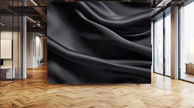 A small dark black pattern on silk fabric creating a textured background with a unique combination of lines colors and shadows perfect for a copy space image Wall mural