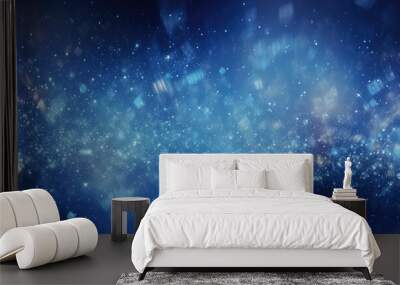 A sparkling blue abstract texture background adorned with twinkling stars and ample copy space for text or images Wall mural