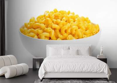 A white bowl of macaroni is placed on a white background creating a clean and simple copy space image Wall mural