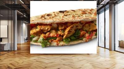 An Indian flatbread sandwich filled with chicken vegetables and a blank area for your own picture. Copy space image. Place for adding text and design Wall mural