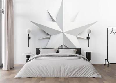 An origami ninja star crafted from paper, displayed on a white background with room for copy space image. Wall mural