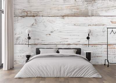 Background featuring a white wood plank texture with copy space image. Wall mural