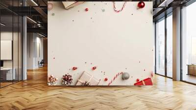 Background featuring copyspace with a border of decorative gifts Wall mural