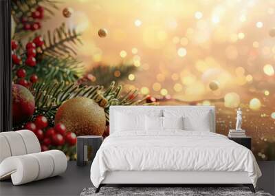 Background for Christmas and New Year holidays. Copy space image. Place for adding text and design Wall mural