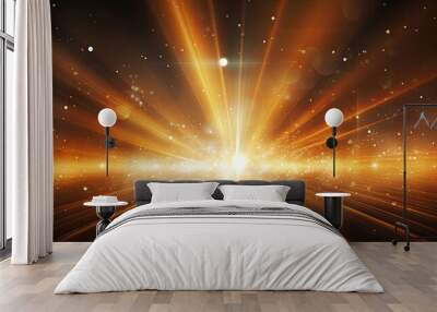 Black background featuring a digital lens flare with copy space image. Wall mural