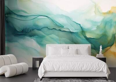 Blue and Green Wave Artwork Wall mural