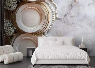 catering wedding event plate service. Copy space image. Place for adding text or design Wall mural