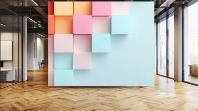 Colorful blocks against a isolated pastel background Copy space Wall mural