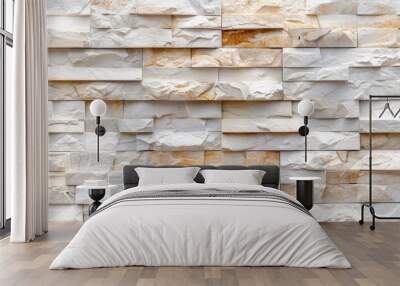 Cream and white brick wall texture background Wall mural