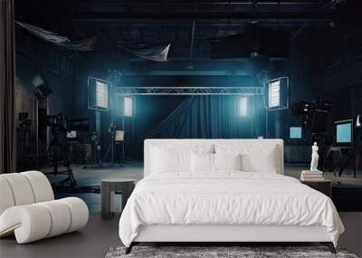 Dimly lit film studio Copy space image Place for adding text or design Wall mural