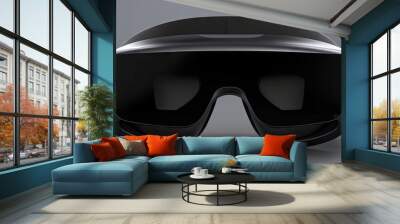 Empty virtual reality goggles mockup rear perspective rendered in 3D Isolated simulation helmet template Transparent optical illusion oculus glasses Copy space image Place for adding text or de Wall mural