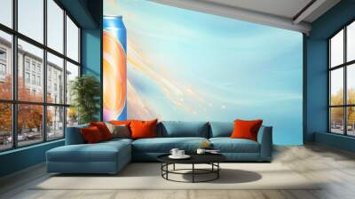 Energy drink can isolated pastel background Copy space Wall mural