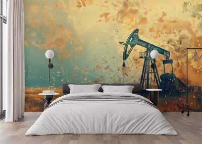 escaped from the economic crisis. Energy price crisis. concept of rising oil prices. Copy space image. Place for adding text or design Wall mural