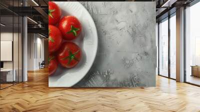 Fresh tomatoes on a plate Top view with copyspace for text Wall mural