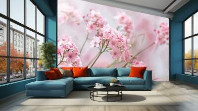 Gentle pink flower gypso displayed in a professional setting with copy space image. Wall mural