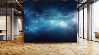 Night landscape photography capturing the beauty of the starry sky with a long exposure technique, featuring ample copy space image. Wall mural