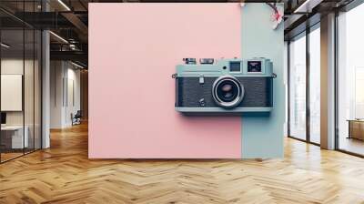 photo film pastel background  Isolated  transparent  Camera. Copy space image. Place for adding text and design Wall mural