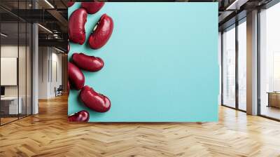 Red beans kidney Isolated on pastel background  Food. Copy space image. Place for adding text and design Wall mural