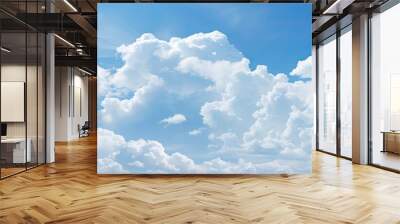 Scenic sky with various cloud formations like cirrostratus cirrocumulus and cumulus on a sunny afternoon providing a picturesque backdrop Includes copy space image Wall mural