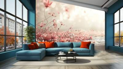 Suitable for wallpaper flowers gracefully descend to the ground in the copy space image Wall mural