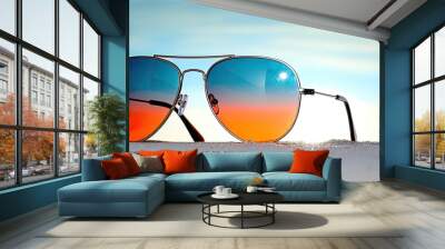 Sunglasses isolated on white. Copy space image. Place for adding text and design Wall mural