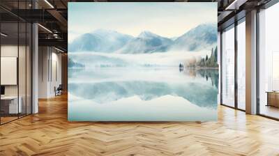 The pristine beauty of mountains rivers and lakes is captured in untouched copy space images Wall mural