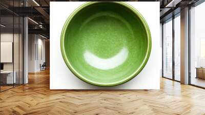 Top view copy space image of a fresh empty green ceramic bowl on a white background Wall mural