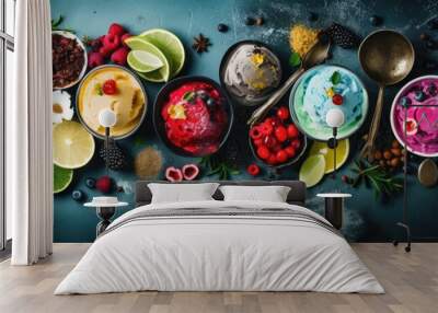 Turkish style ice cream and accompanying dishes are incredibly delicious with a captivating copy space image Wall mural