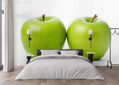 Vibrant Green Apples Set on Clean White Background for Fresh Produce Concept Wall mural