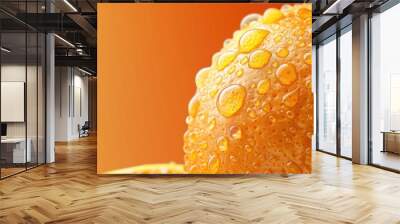 Water droplets on a ripe sweet orange Fresh mandarin backdrop with copy space for your text Vegan and vegetarian idea Wall mural