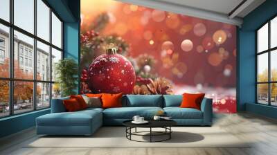 Wishing you a Merry Christmas and a happy New Year. Copy space image. Place for adding text and design Wall mural