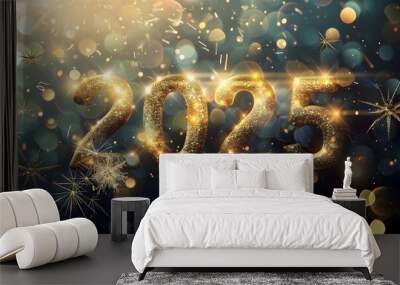 2025 new year typograhy background for happy new year 2025 background Wall mural