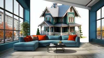 3d house model with modern architecture isolated background Wall mural