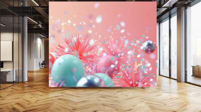 3d surprise fireworks copy space new year ballon happy new year 2025 Wall mural