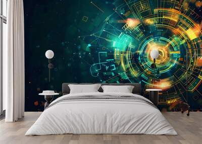 abstract 3d design background waves particle splash in 3d abstract Wall mural