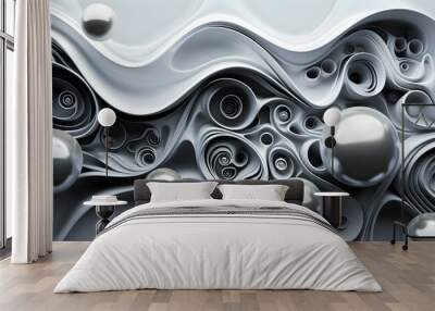 abstract 3d render detail waves and sparkle background Wall mural